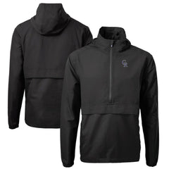 Colorado Rockies Cutter & Buck Charter Eco Recycled Half-Zip Anorak Jacket Black