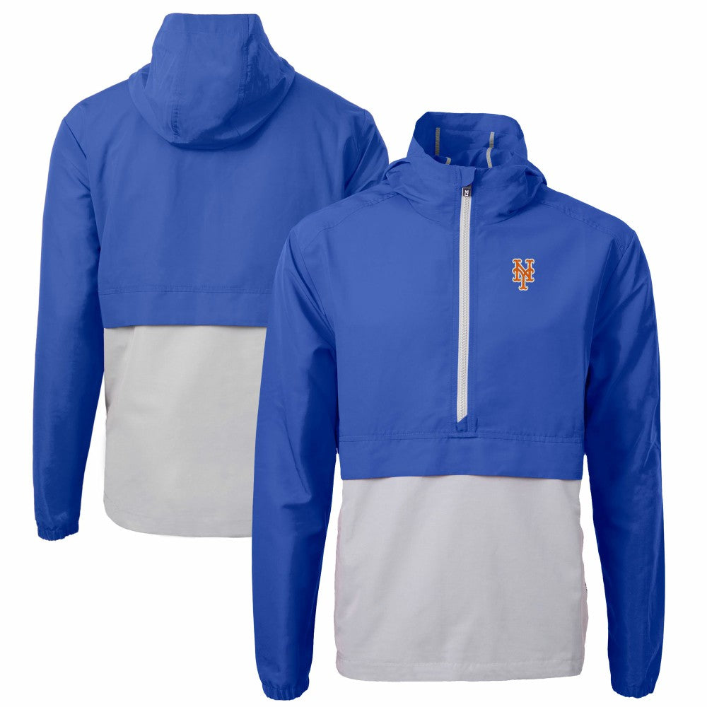 New York Mets Cutter & Buck Charter Eco Recycled Half-Zip Anorak Jacket Royal/Gray