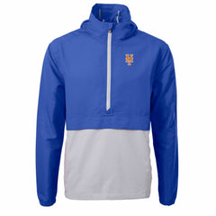 New York Mets Cutter & Buck Charter Eco Recycled Half-Zip Anorak Jacket Royal/Gray