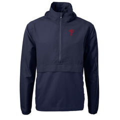 Philadelphia Phillies Cutter & Buck Charter Eco Recycled Half-Zip Anorak Jacket Navy