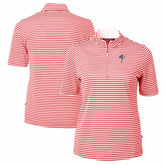Philadelphia Phillies Cutter & Buck Women's Virtue Eco Pique Stripe Recycled Quarter-Zip Pullover Top Red