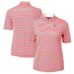 Washington Nationals Cutter & Buck Women's Virtue Eco Pique Stripe Recycled Quarter-Zip Pullover Top Red