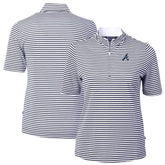 Atlanta Braves Cutter & Buck Women's Virtue Eco Pique Stripe Top Navy