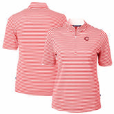Cincinnati Reds Cutter & Buck Women's Virtue Eco Pique Stripe Top Red
