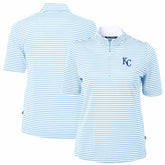 Kansas City Royals Cutter & Buck Women's Virtue Eco Pique Stripe Top Powder Blue
