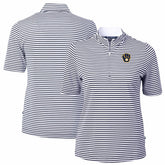 Milwaukee Brewers Cutter & Buck Women's Virtue Eco Pique Stripe Top Navy
