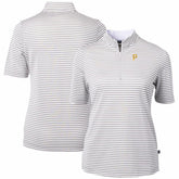 Pittsburgh Pirates Cutter & Buck Women's Virtue Eco Pique Stripe Top Gray