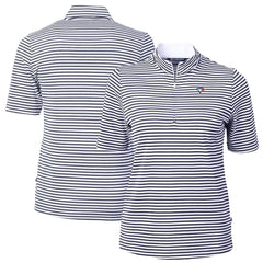 Toronto Blue Jays Cutter & Buck Women's Virtue Eco Pique Stripe Top Navy