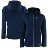 Cleveland Guardians Cutter & Buck Women's Evoke Eco Softshell Recycled Full-Zip Jacket Navy