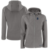 Detroit Tigers Cutter & Buck Women's Evoke Eco Softshell Recycled Full-Zip Jacket Gray