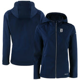 Detroit Tigers Cutter & Buck Women's Evoke Eco Softshell Recycled Full-Zip Jacket Navy