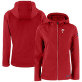 Philadelphia Phillies Cutter & Buck Women's Evoke Eco Softshell Recycled Full-Zip Jacket Red