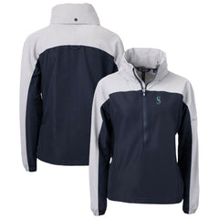 Seattle Mariners Cutter & Buck Women's Charter Eco Recycled Half-Zip Anorak Jacket Navy