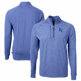 Kansas City Royals Cutter & Buck Big & Tall Adapt Eco Knit Stretch Recycled Quarter-Zip Pullover Top Heather Royal