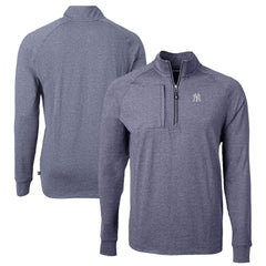 New York Yankees Cutter & Buck Big & Tall Adapt Eco Knit Stretch Recycled Quarter-Zip Pullover Top Heather Navy