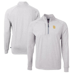 San Diego Padres Cutter & Buck Big & Tall Adapt Eco Knit Stretch Recycled Quarter-Zip Pullover Top Heather Gray