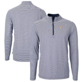 Houston Astros Cutter & Buck Virtue Eco Pique Micro Stripe Big & Tall Recycled Quarter-Zip Pullover Top Navy/White