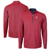 Philadelphia Phillies Cutter & Buck Virtue Eco Pique Micro Stripe Big & Tall Recycled Quarter-Zip Pullover Top Red/Navy