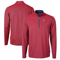 Texas Rangers Cutter & Buck Virtue Eco Pique Micro Stripe Big & Tall Recycled Quarter-Zip Pullover Top Red/Navy