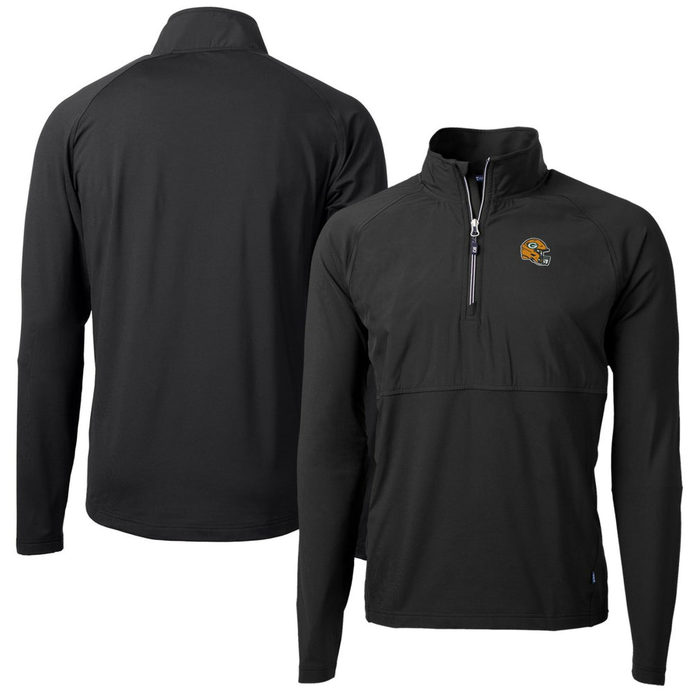 Green Bay Packers Cutter & Buck Helmet Adapt Eco Knit Hybrid Recycled Quarter-Zip Pullover Top - Black discount
