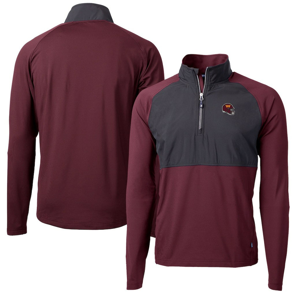 Washington Commanders Cutter & Buck Helmet Adapt Eco Knit Hybrid Recycled Quarter-Zip Pullover Top - Burgundy on sale