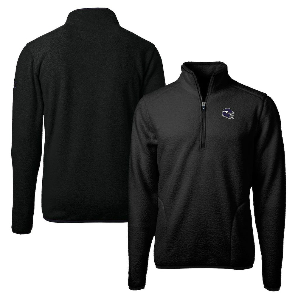 Minnesota Vikings Cutter & Buck Helmet Cascade Eco Sherpa Fleece Quarter-Zip Pullover Jacket - Black on sale