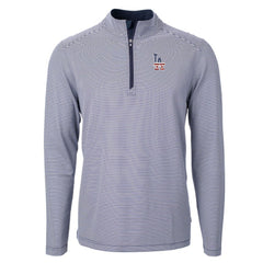 Los Angeles Dodgers Cutter & Buck Americana Logo Big & Tall Virtue Eco Pique Recycled Quarter-Zip Pullover Top Navy