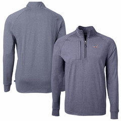 Cincinnati Reds Cutter & Buck Americana Logo Big & Tall Adapt Eco Knit Stretch Recycled Quarter-Zip Pullover Top Heather Navy