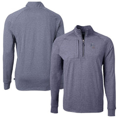 Colorado Rockies Cutter & Buck Americana Logo Big & Tall Adapt Eco Knit Stretch Recycled Quarter-Zip Pullover Top Heather Navy