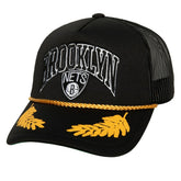 Brooklyn Nets Hardwood Classics Gold Leaf Mesh Trucker Snapback Hat - Black on sale