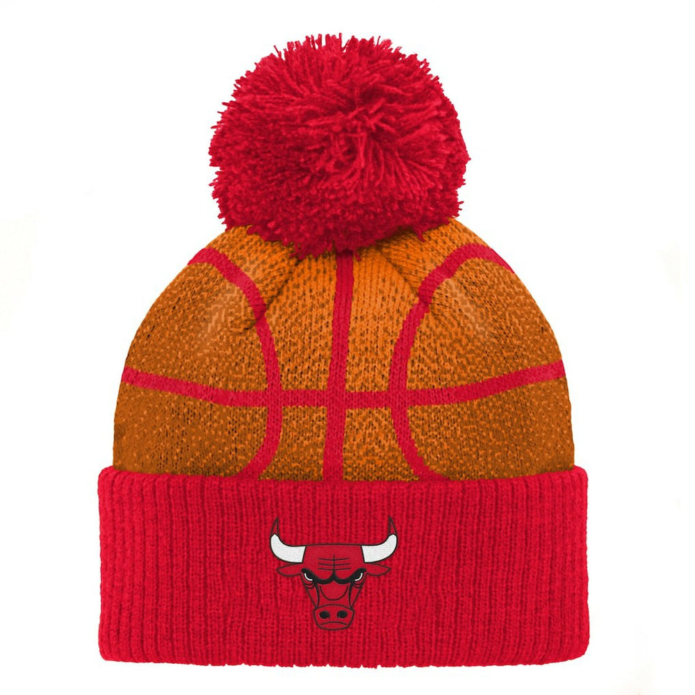 Chicago Bulls Preschool Basketball Head Cuffed Knit Hat with Pom - Red outlet