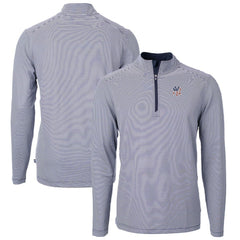 New York Yankees Cutter & Buck Americana Logo Virtue Eco Pique Stripe Recycled Quarter-Zip Pullover Top Navy