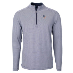 New York Yankees Cutter & Buck Americana Logo Virtue Eco Pique Stripe Recycled Quarter-Zip Pullover Top Navy