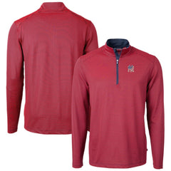 New York Yankees Cutter & Buck Americana Logo Virtue Eco Pique Stripe Recycled Quarter-Zip Pullover Top Red