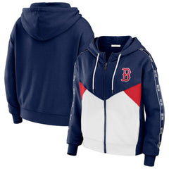 Boston Red Sox WEAR by Erin Andrews Women's Color Block Full-Zip Hoodie Navy/White
