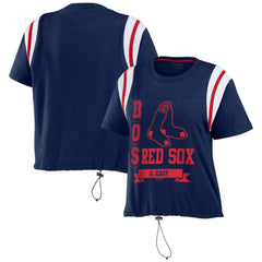 Boston Red Sox WEAR by Erin Andrews Women's Cinched Colorblock T-Shirt Navy