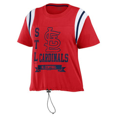 St. Louis Cardinals WEAR by Erin Andrews Women's Cinched Colorblock T-Shirt Red