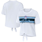 Minnesota Twins WEAR by Erin Andrews Women's Front Tie T-Shirt White
