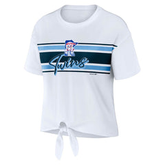 Minnesota Twins WEAR by Erin Andrews Women's Front Tie T-Shirt White