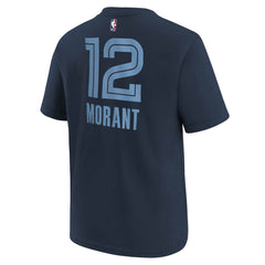 Ja Morant Memphis Grizzlies Youth Icon Name & Number T-Shirt - Navy for sale