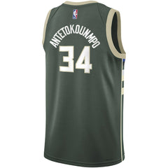Giannis Antetokounmpo Milwaukee Bucks Youth Swingman Jersey - Icon Edition - Hunter Green discount