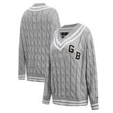 Green Bay Packers Pro Standard Women's Prep V-Neck Pullover Sweater - Heather Gray on sale