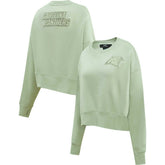 Carolina Panthers Pro Standard Women's Oversized Cropped Neutral Pullover Sweatshirt - Light Green for sale