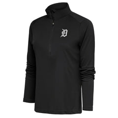 Detroit Tigers Antigua Women's Brushed Metallic Tribute Half-Zip Pullover Top Gray