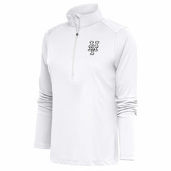 New York Mets Antigua Women's Brushed Metallic Tribute Half-Zip Pullover Top White