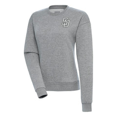 San Diego Padres Antigua Women's Brushed Metallic Victory Pullover Sweatshirt Heather Gray