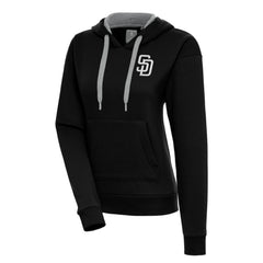 San Diego Padres Antigua Women's Brushed Metallic Victory Pullover Hoodie Black