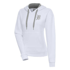 Detroit Tigers Antigua Women's Brushed Metallic Victory Pullover Hoodie White