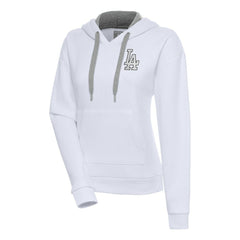 Los Angeles Dodgers Antigua Women's Brushed Metallic Victory Pullover Hoodie White