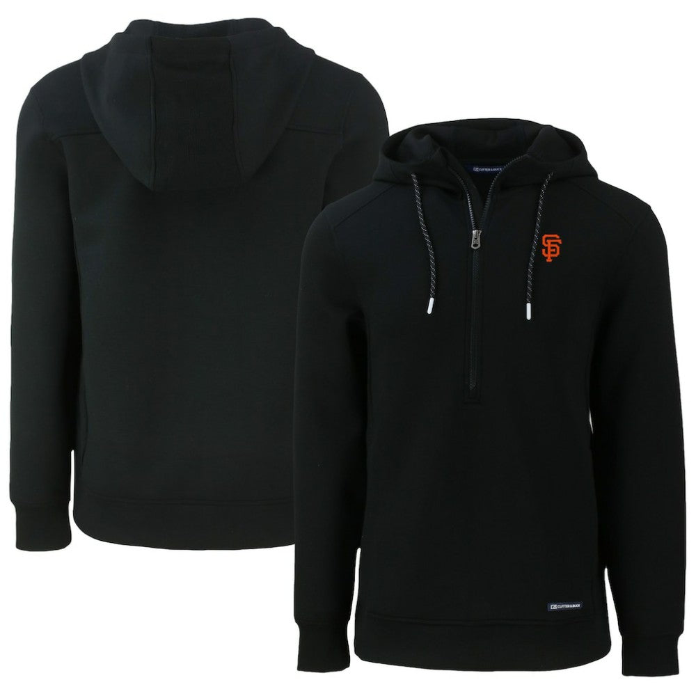 San Francisco Giants Cutter & Buck Roam Eco Half-Zip Recycled Pullover Hoodie Black